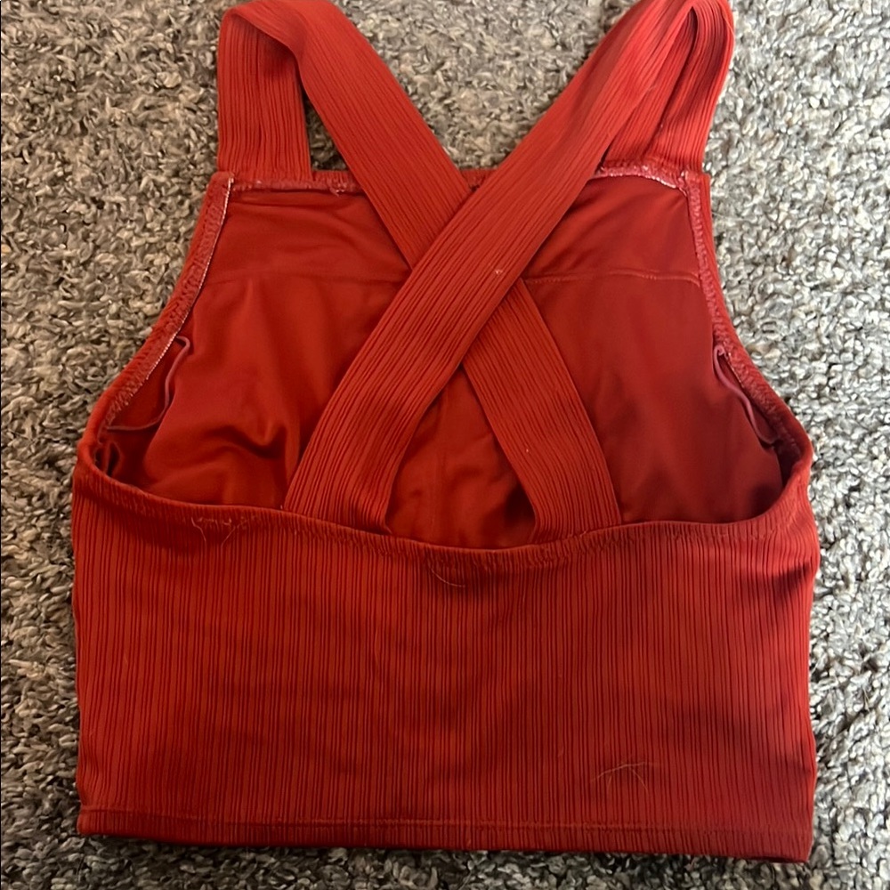 Red Ribbed Women's Top - Picture 3 of 4